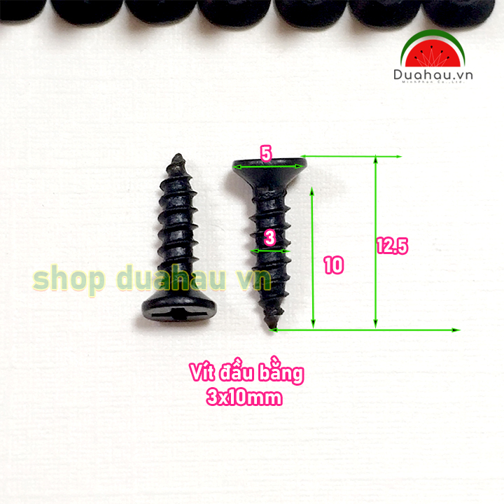 [1 ký] Vít Đầu Bằng 3x10mm ĐEN