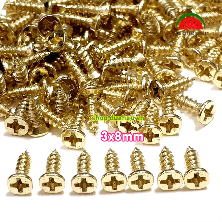 [1 ký] Vít 3x8mm Đầu Bằng - vàng Gold