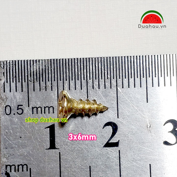 [1 ký] Vít 3x6mm Đầu Bằng - Vàng Gold